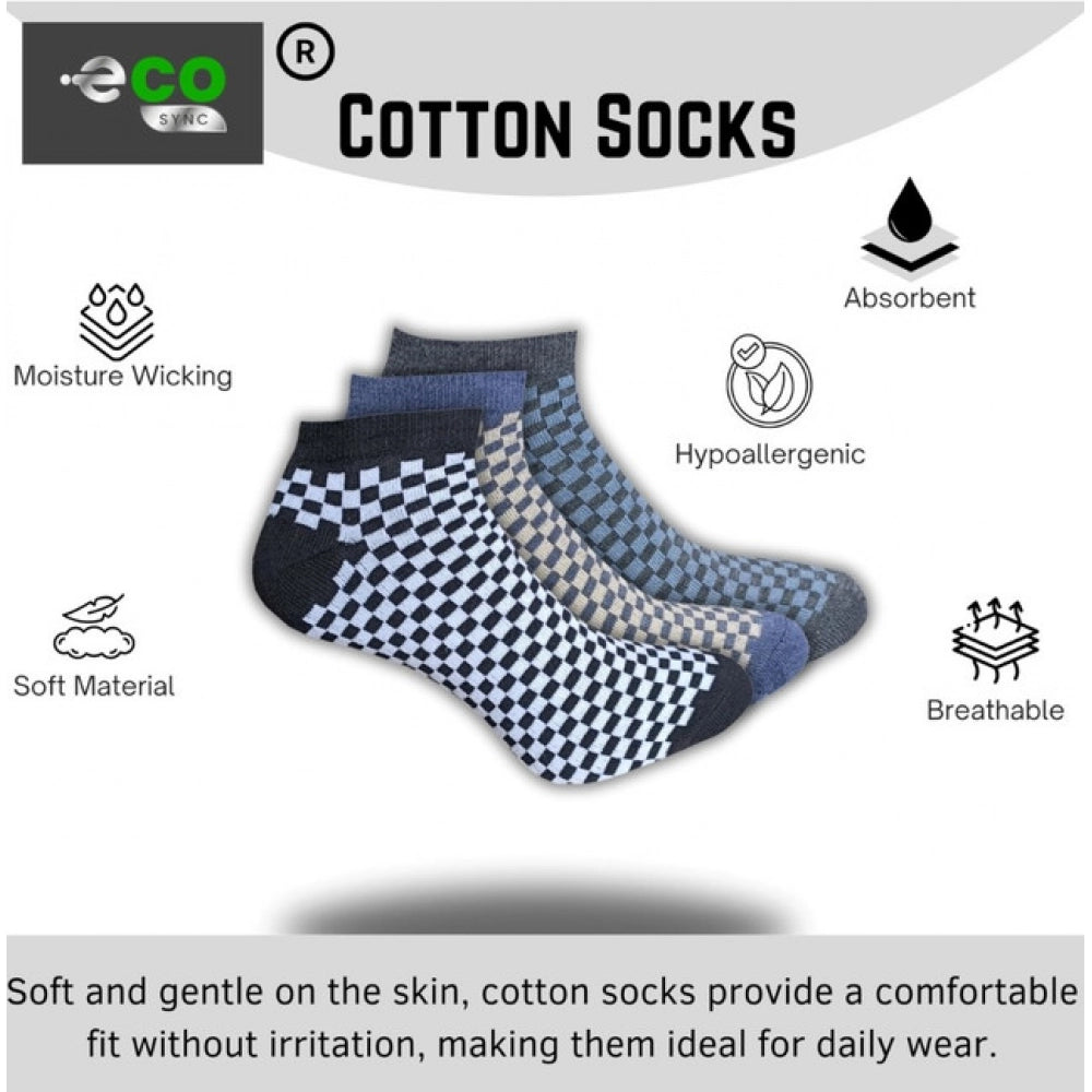 Generic 3_Pair Set Unisex Casual Cotton Printed Low Cut Socks (Multicolor)