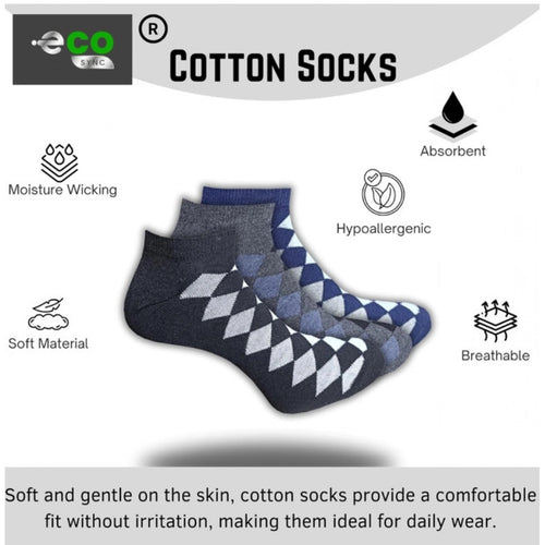 Generic 3_Pair Set Unisex Casual Cotton Printed Low Cut Socks (Multicolor)