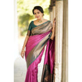 Generic Women's Soft Lichi Silk Printed Saree With Unstitched Blouse 5.5Mtr (Pink)
