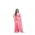 Generic Women's Soft Lichi Silk Printed Saree With Unstitched Blouse 5.5Mtr (Pink)