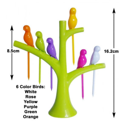 Generic Pack of 10_Bird Tree Fruit Fork Set Decorative Toothpick Holder (Color: Assorted )