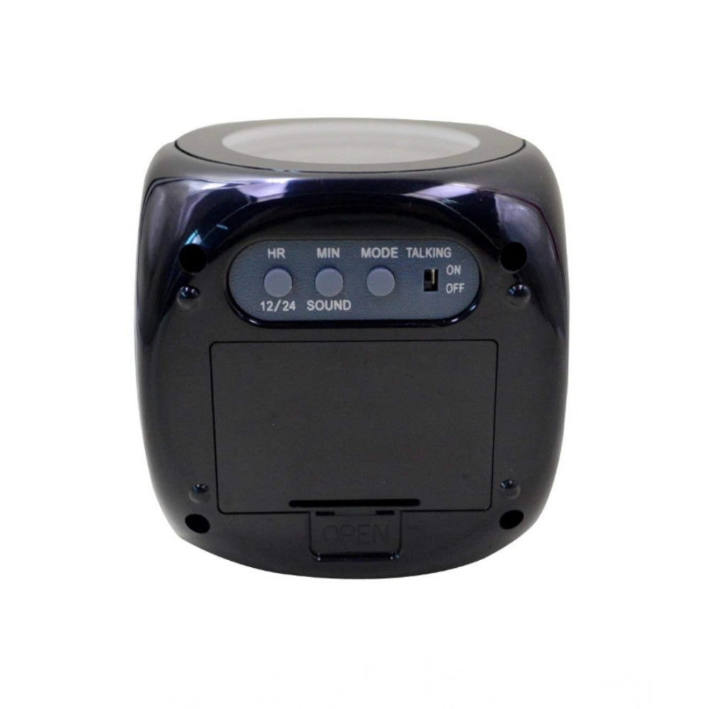 Generic Time Display with Voice Projection And Wake-Up Alarm Clock (Color: Black)