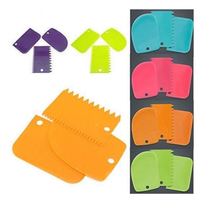 Generic Pack of 5_Plastic Dough And Cake Scraper Set – 3 Pieces (Color: Assorted))