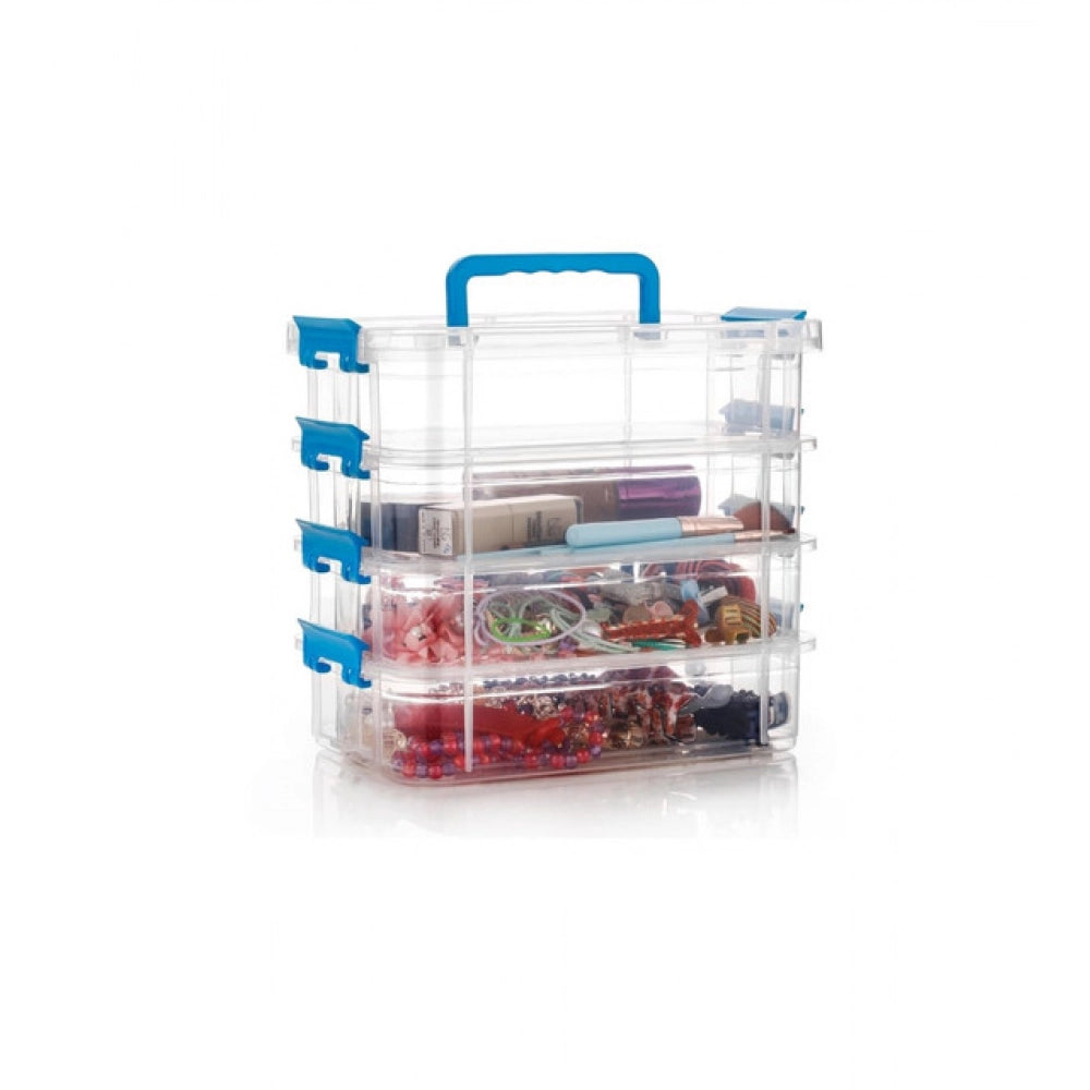 Generic Plastic 4 Layer Partition Box Saving Organiser With Lid (Multicolor)