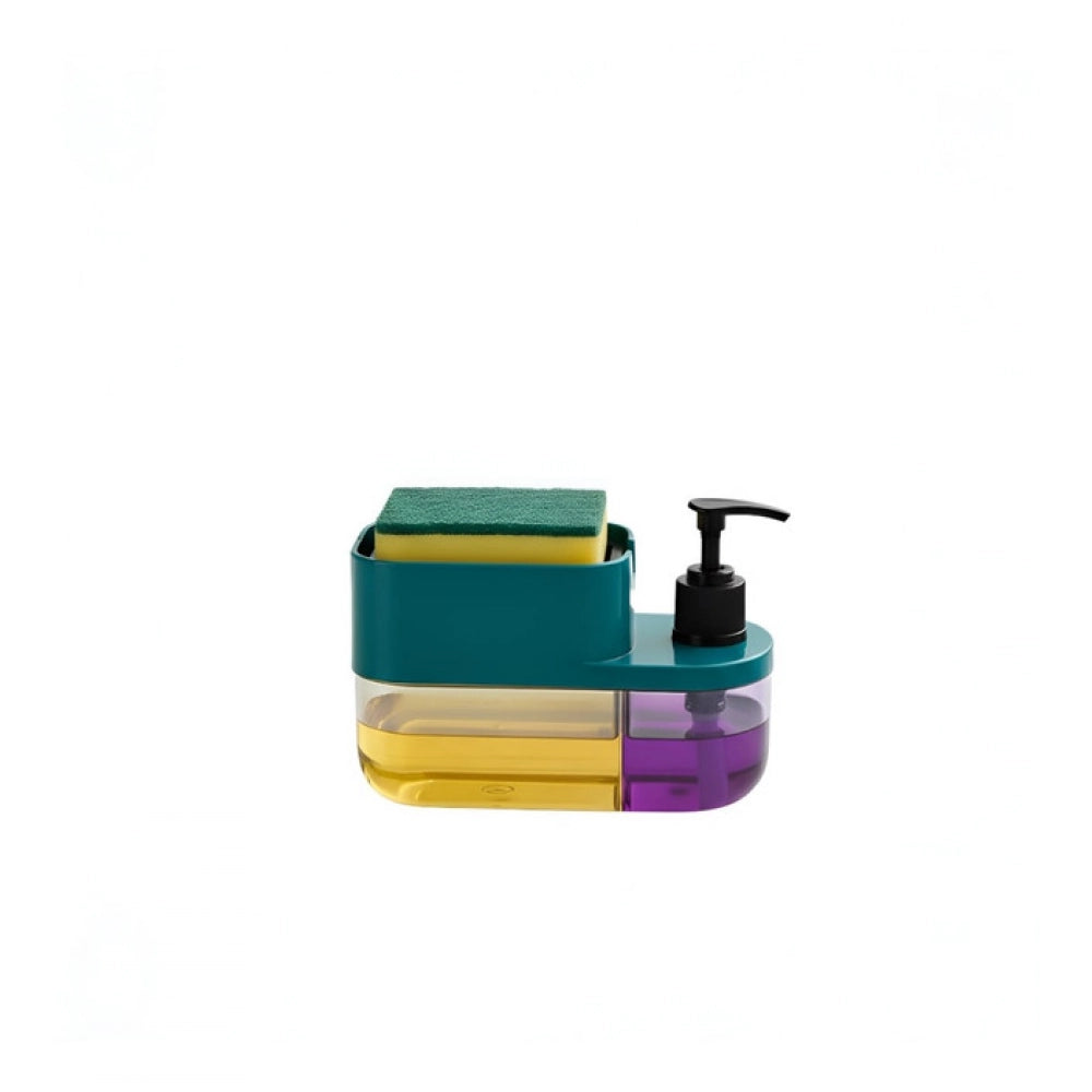 Generic Plastic 3-in-1 Liquid Soap Dispenser with Sponge Soap Holder (Multicolor)