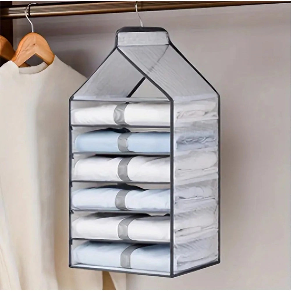 Generic Hanging Foldable Fabric Closet Organizer with 6 Shelves