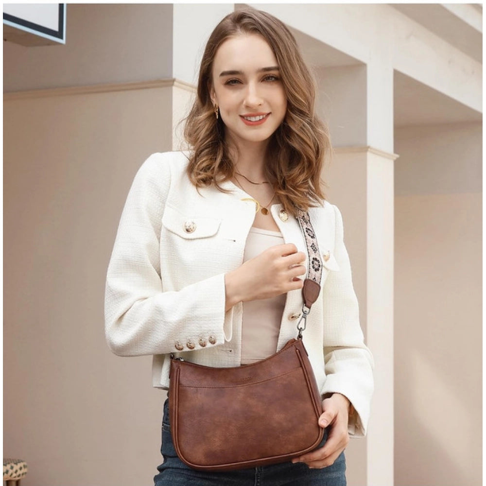 Generic Women's PU Leather Zipper Sling Bag