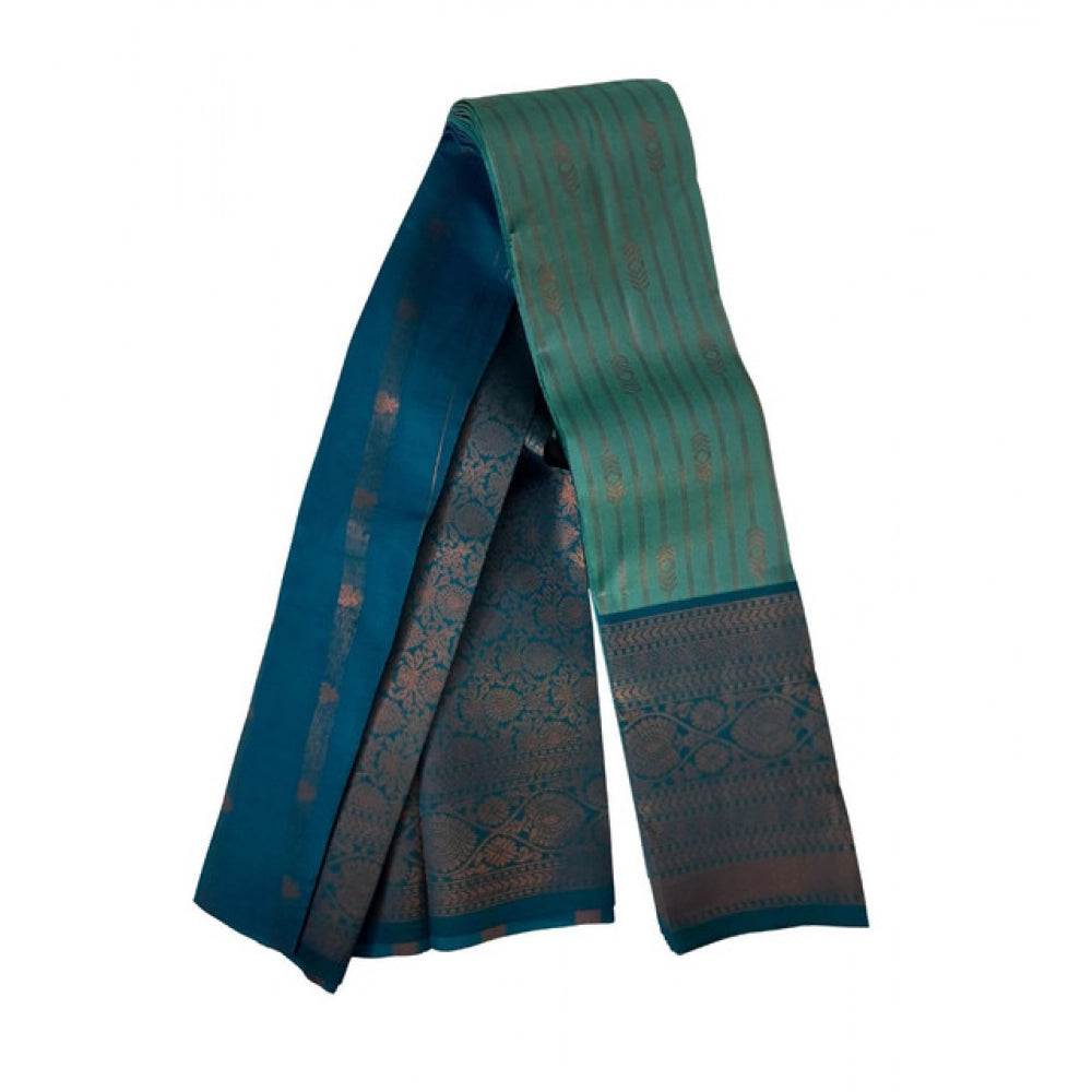 Generic Women's Soft Silk Wooven Saree With Unstitched Blouse 5.5Mtr (Dark Pista)