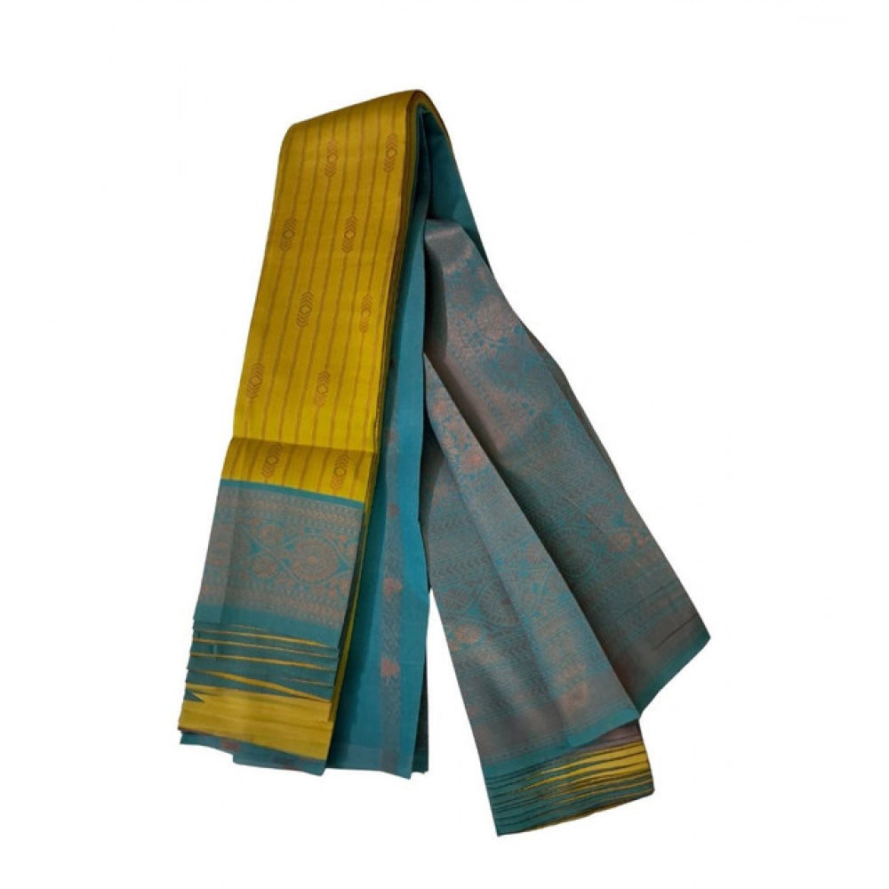 Generic Women's Soft Silk Wooven Saree With Unstitched Blouse 5.5Mtr (Musterd Yellow)