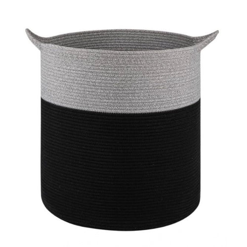 Generic Cotton 12x14 Inch-1 Pcs Storage Basket For Clothes With Out Lid (Gray-Black)