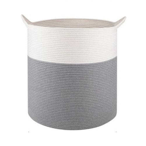 Generic Cotton 12x14 Inch-1 Pcs Storage Basket For Clothes With Out Lid (Gray-White)