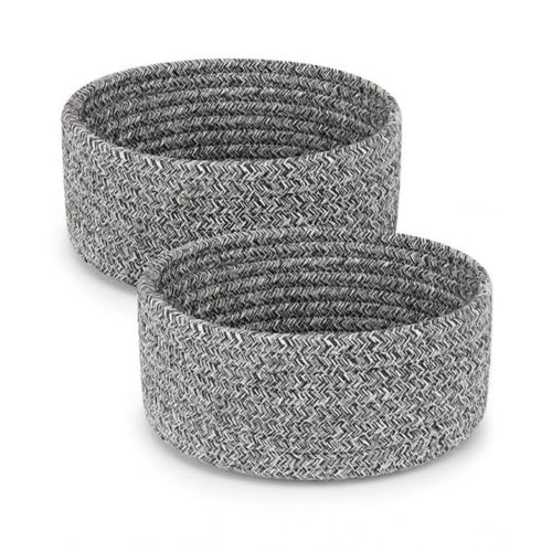 Generic Cotton 8x3 Inch Kidi Round 2 Set Bedside Organizer With Out Lid (Black)