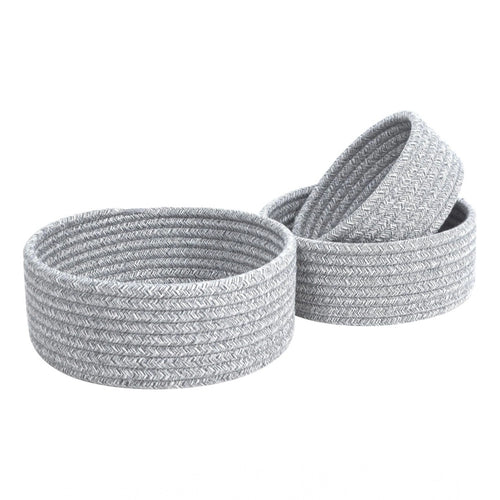 Generic Cotton 8x3 Inch Kidi Round 3 Set Bedside Organizer With Out Lid (Gray)